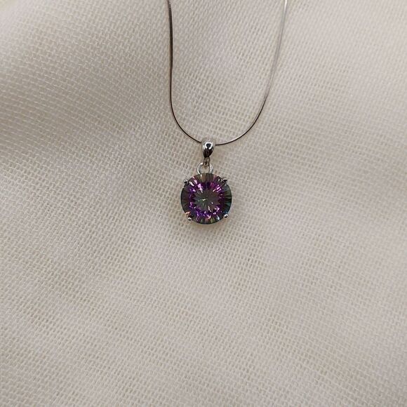 4.8 Carat Mystic Quartz Rainbow S925 Sterling Silver Pendant and Necklace - Picture 10 of 13